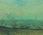 文森特 威廉 梵高 : 从月光下山坡上看到的工厂